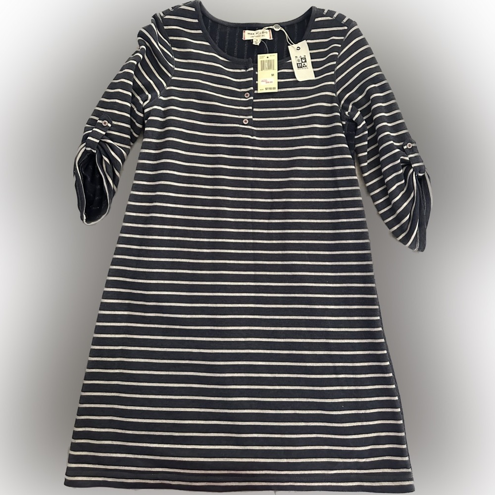 Max Studio Weekend Dress Navy/Ivory NWT Size M Non smoking home